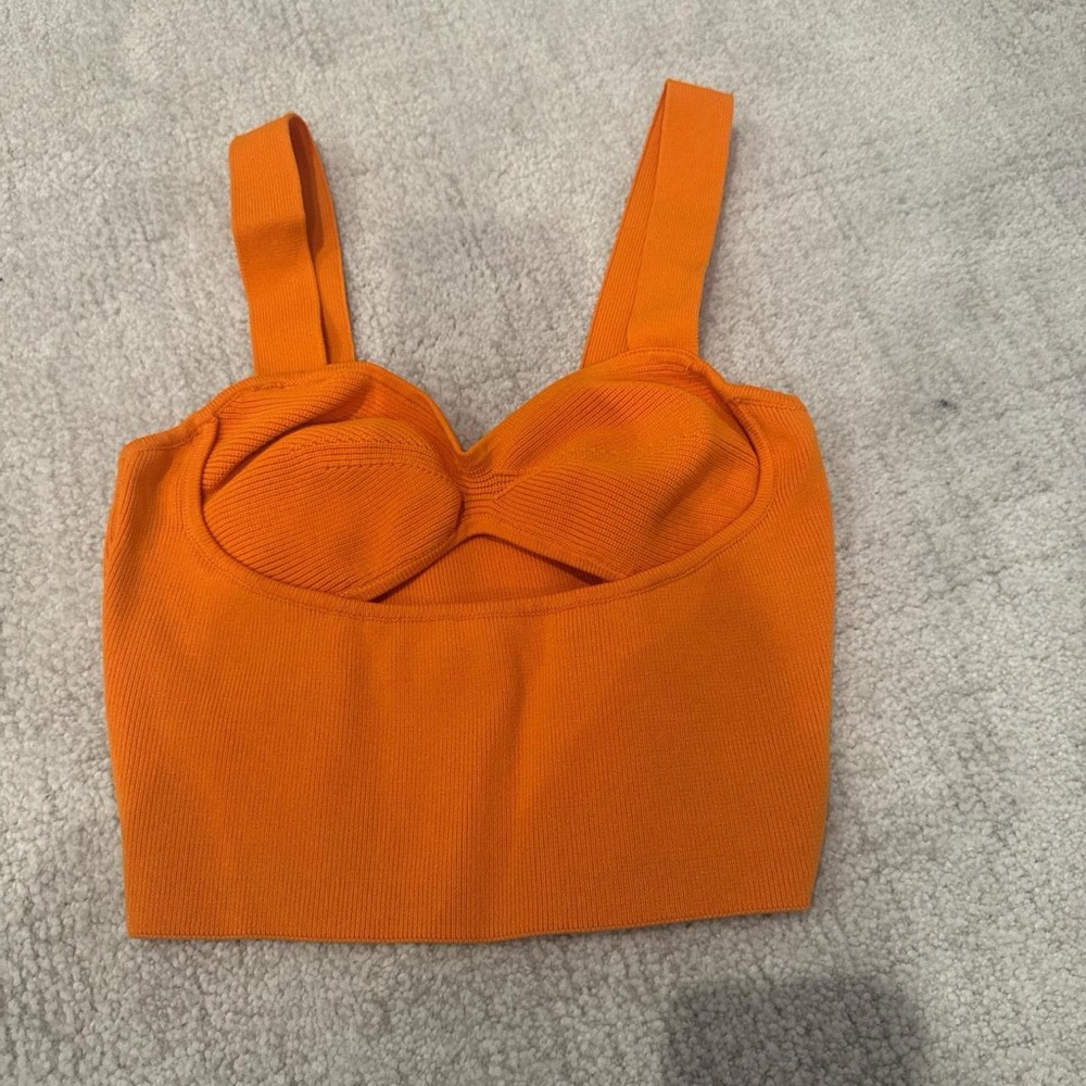 Orange Ribbed Crop Top